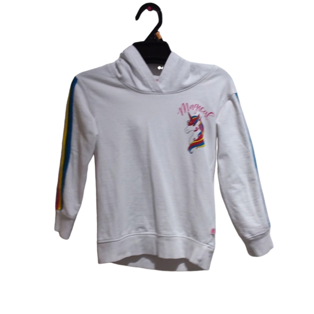 SOPHIE & SAM Girls Unicorn Rainbow Striped Hoodie